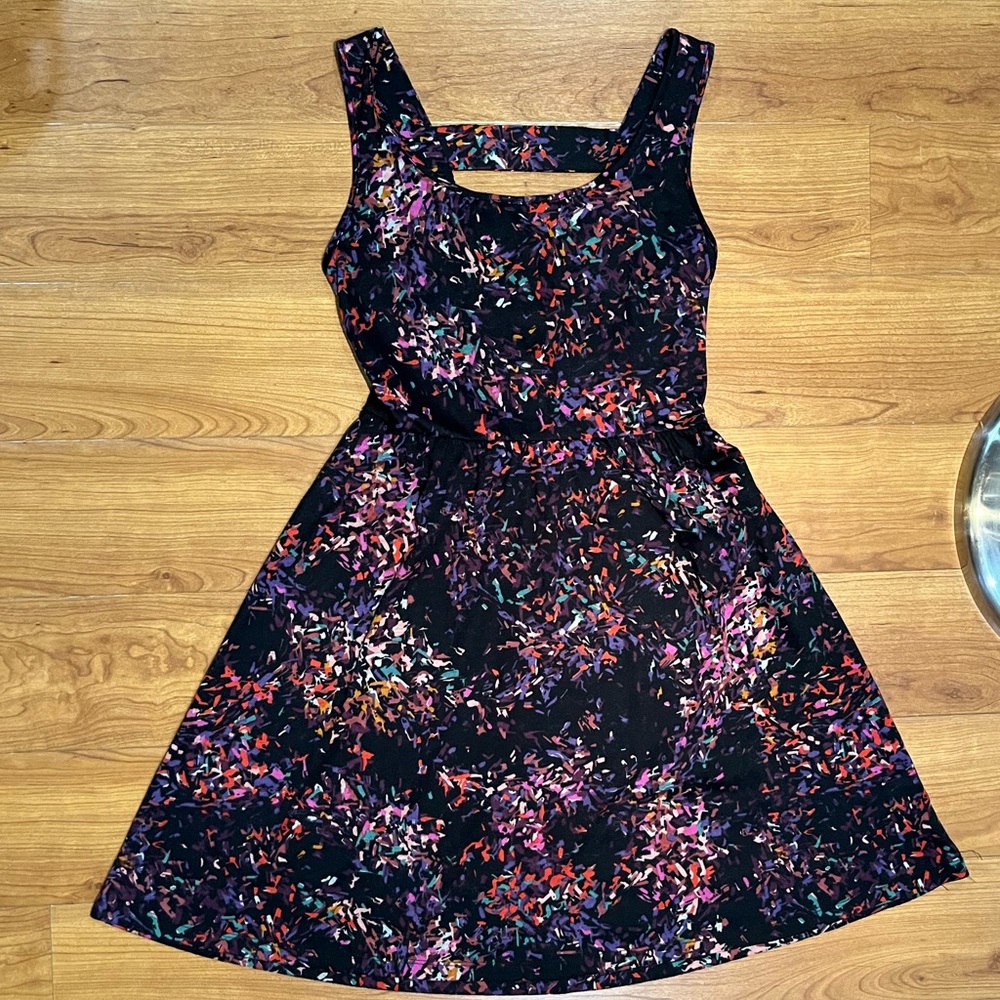 Black Floral Sleeveless Dress - Small